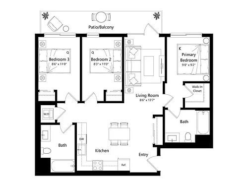 Floor plan L3A.6 - 3 Bed 2 Bath