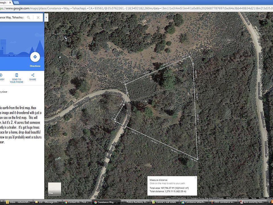 Satellite view with measure