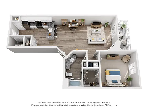 Floor plan A5 - One Bedroom, One Bathroom