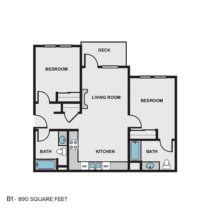 Floor plan 2 Bed 2 Bath A