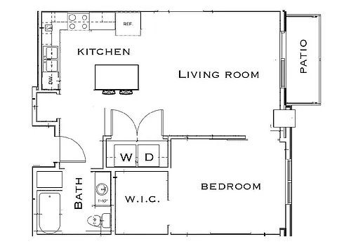 Floor plan 1 Bed 1 Bath