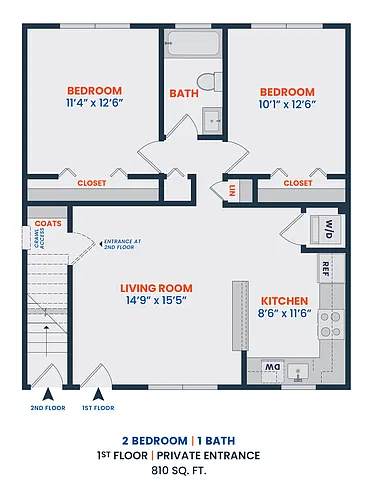 Floor plan 2 Bed | 1 Bath Lux