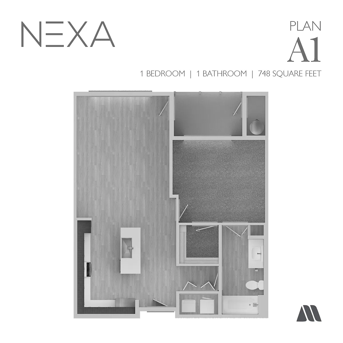 Floor plan 1 Bed/1 Bath