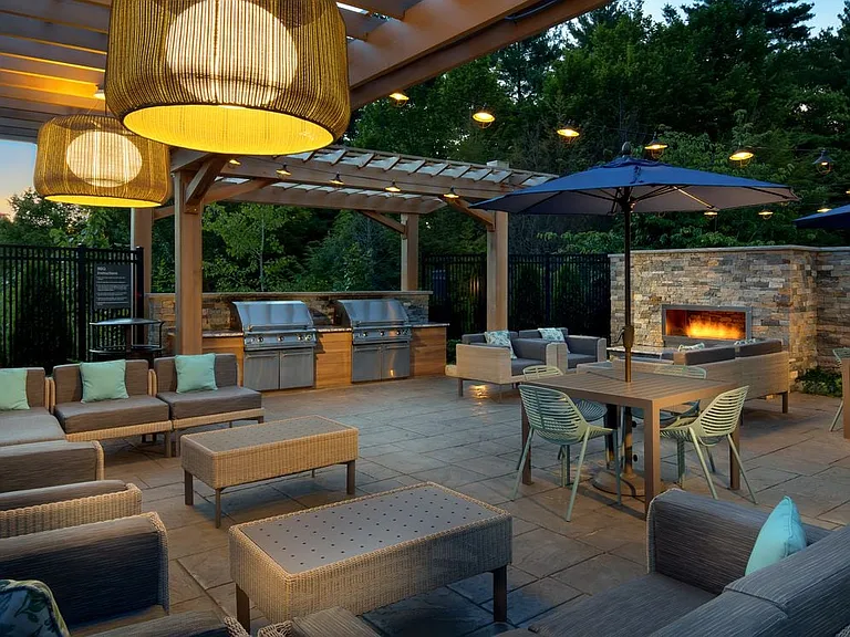 Outdoor Lounge Area with Fireplace