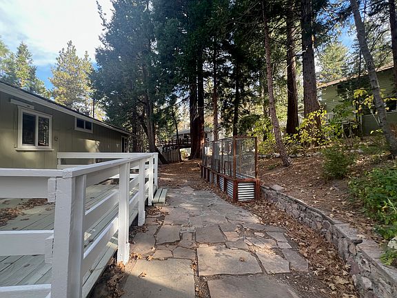 Back yard with garden bed.