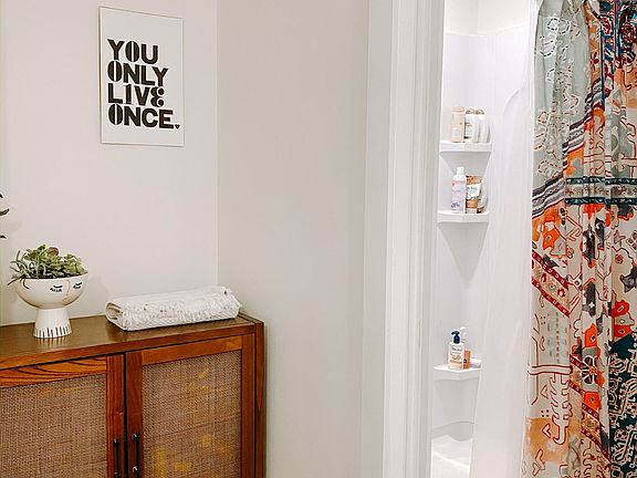 bathroom - very spacious with pocket door between sink area and shower/toilet area