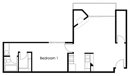 Floor plan 1BR 1BA - FLOOR PLAN A - 1441 MIDVALE