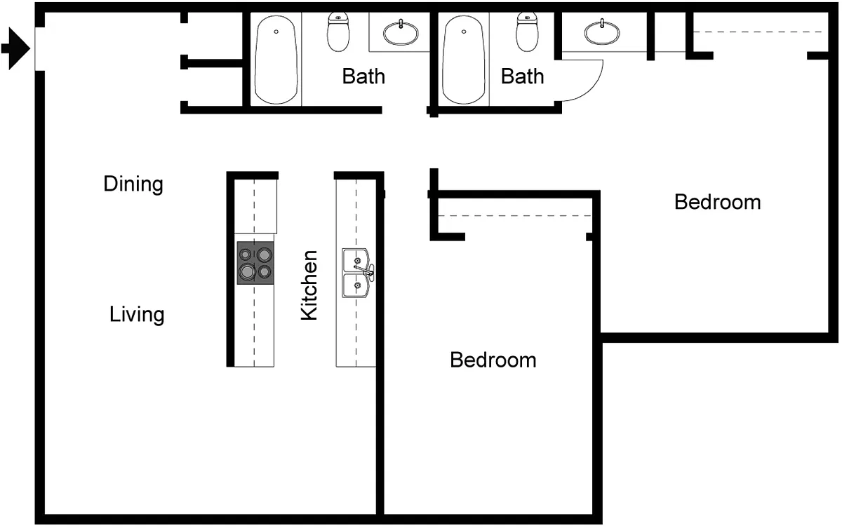 Floor plan 2 Bedroom 2 Bath