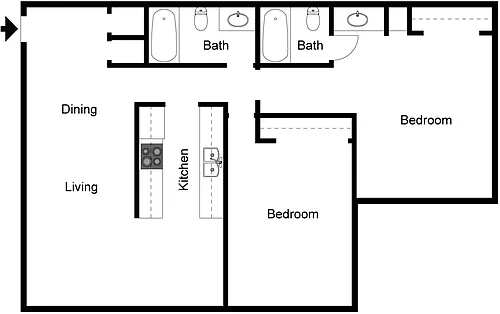 Floor plan 2 Bedroom 2 Bath