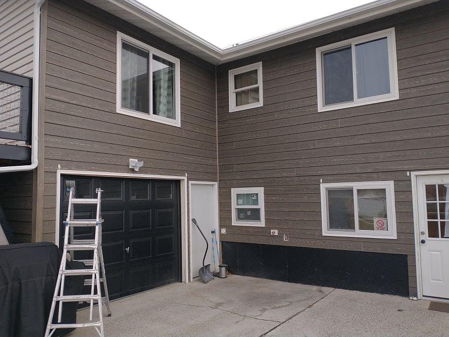 This is the patio and entrance to garage