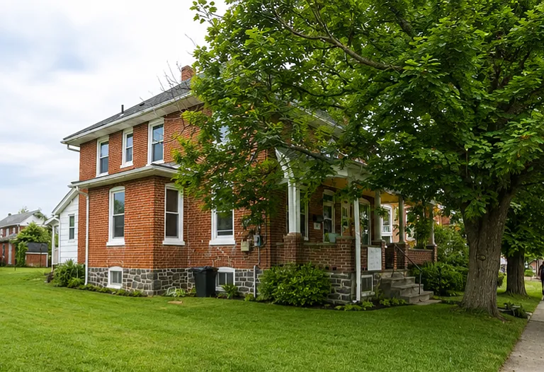 View of front porch and side yard