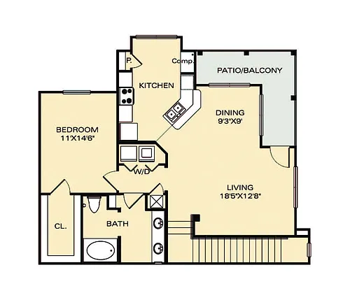 Floor plan One Bedroom Caribbean - Call for Availability