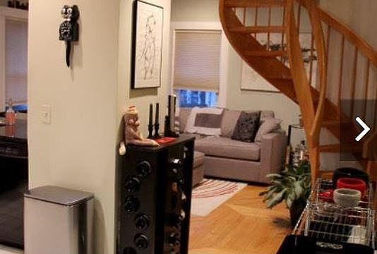 View into living room from kitchen