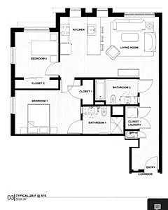 Floor plan 22F - 2 Bed 2 Bath