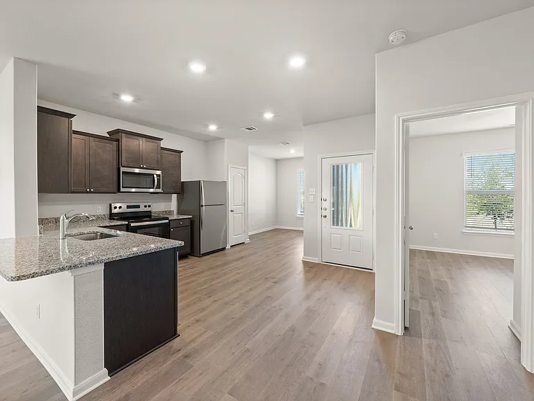 The dining room is right off of the kitchen.
