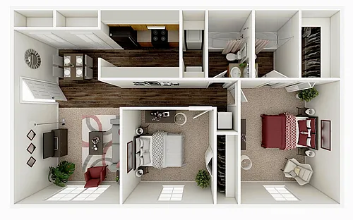 Floor plan 2 Bedroom 2 Bath