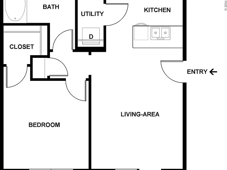 One bedroom apartment with walk-in closets