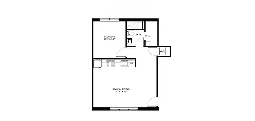 Floor plan 1 bedroom 1 bath