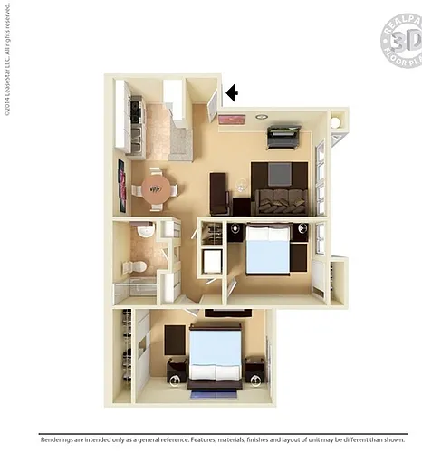 Floor plan Medium 2 Bed 1 Bath