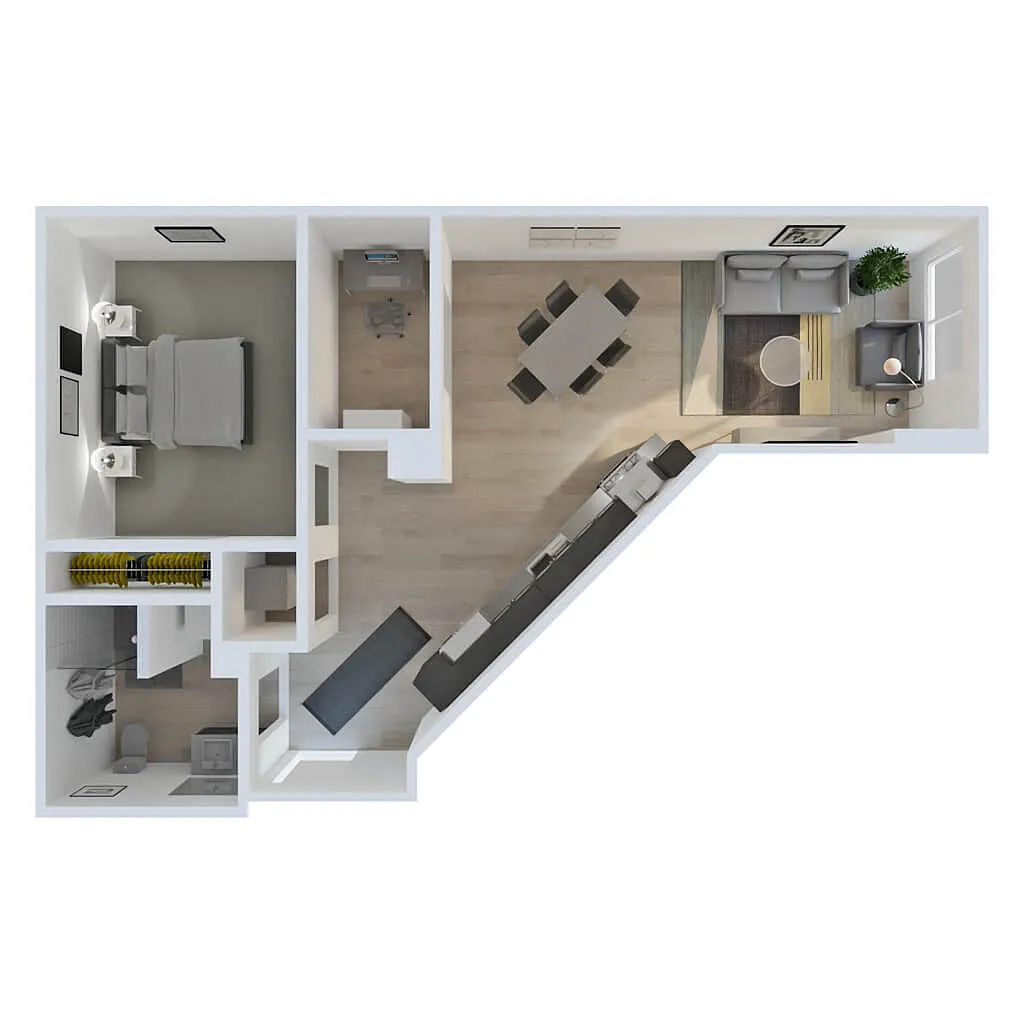 Floor plan 1 Bed plus Den D4