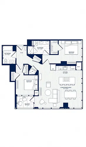 Floor plan 2 Bed/2 Bath-E7