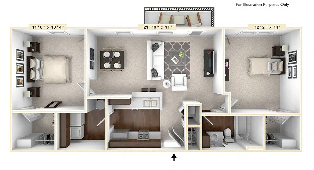 Floor plan The Wall Street 2 BR 1 BA