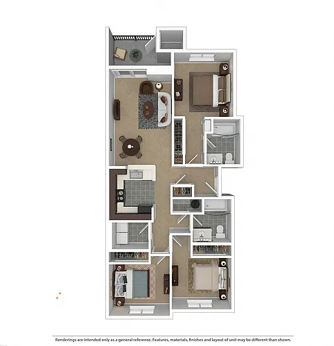 Floor plan 3 Bedroom, 2 Bath