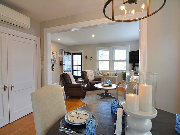 View from kitchen into dining and living area