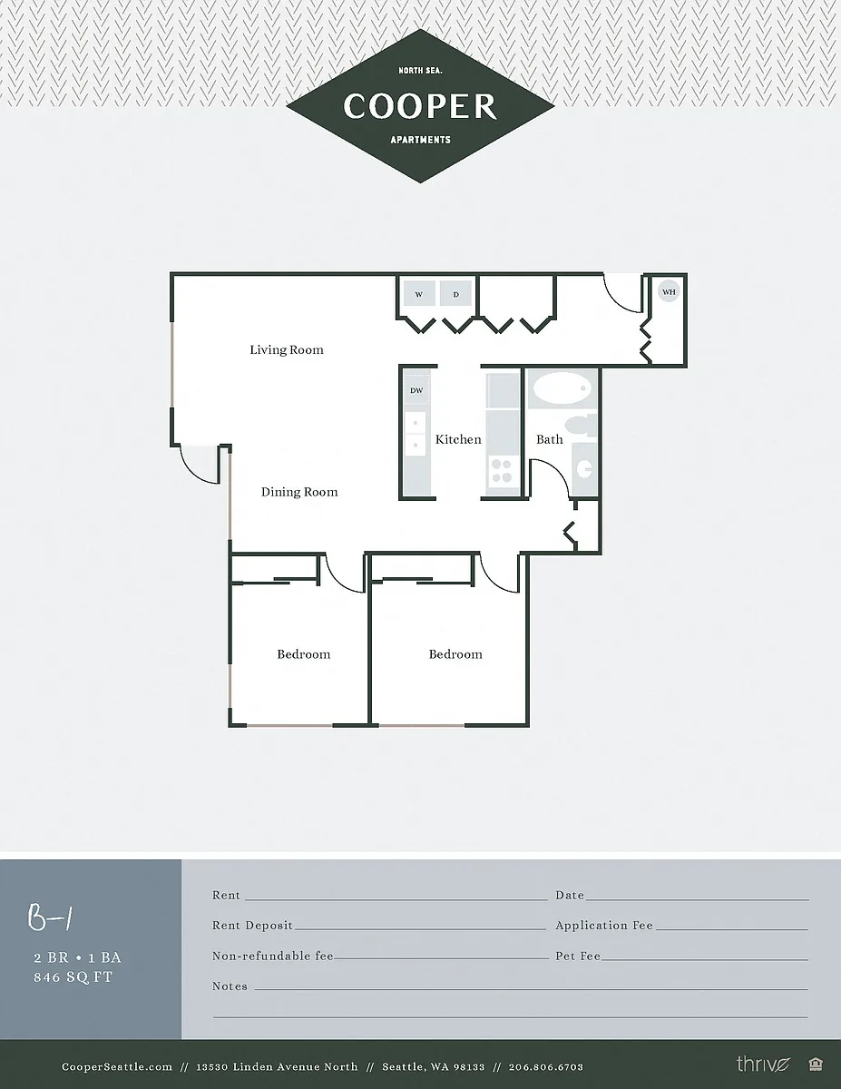 Floor plan 2 Bed/1 Bath Large