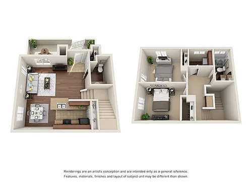 Floor plan 2 Bedroom 1 and Half Bathroom