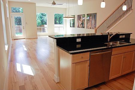 Spacious kitchen and living area