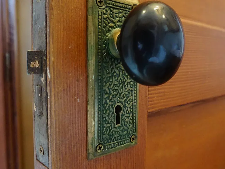 Bedroom door and historic hardware