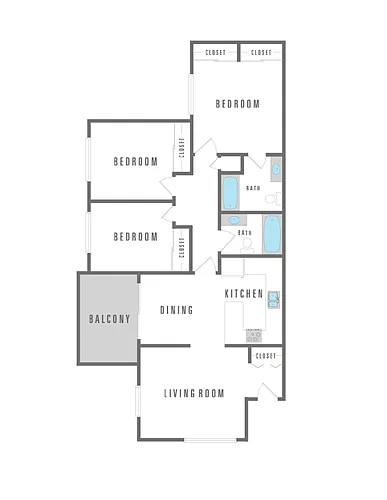Floor plan 3 Bedroom 2 Bath