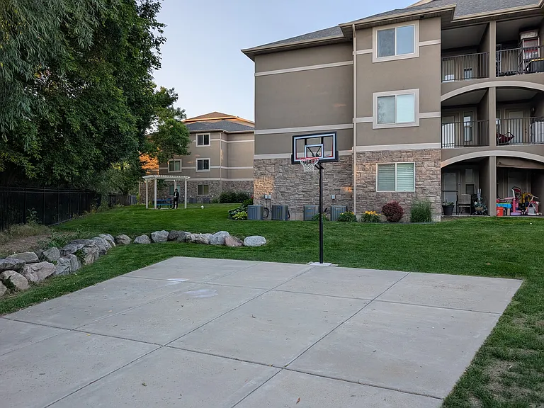 Basketball court and gazebo