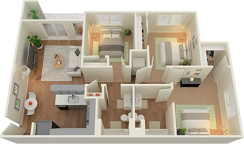 Floor plan 3 Bed 2 Bath C1 ALT