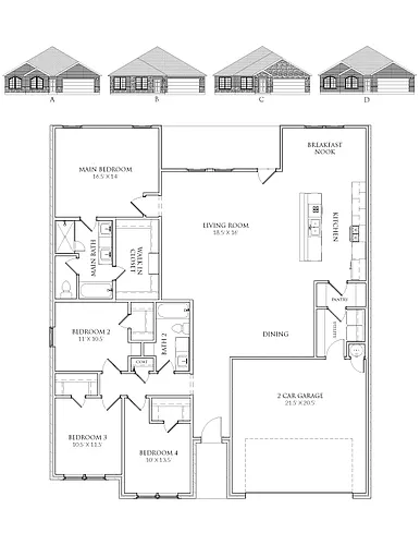 Floor plan 4 Bedrooms and 2 bathrooms