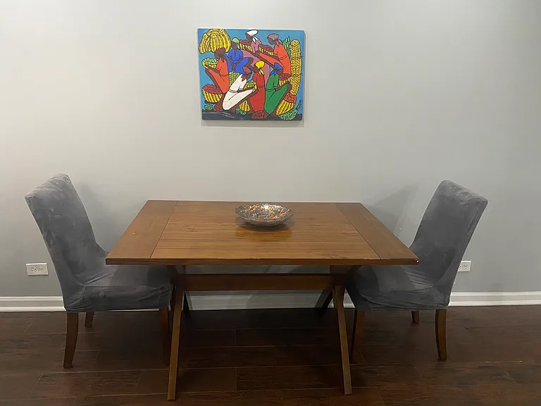 Table and chairs can stay if desired.