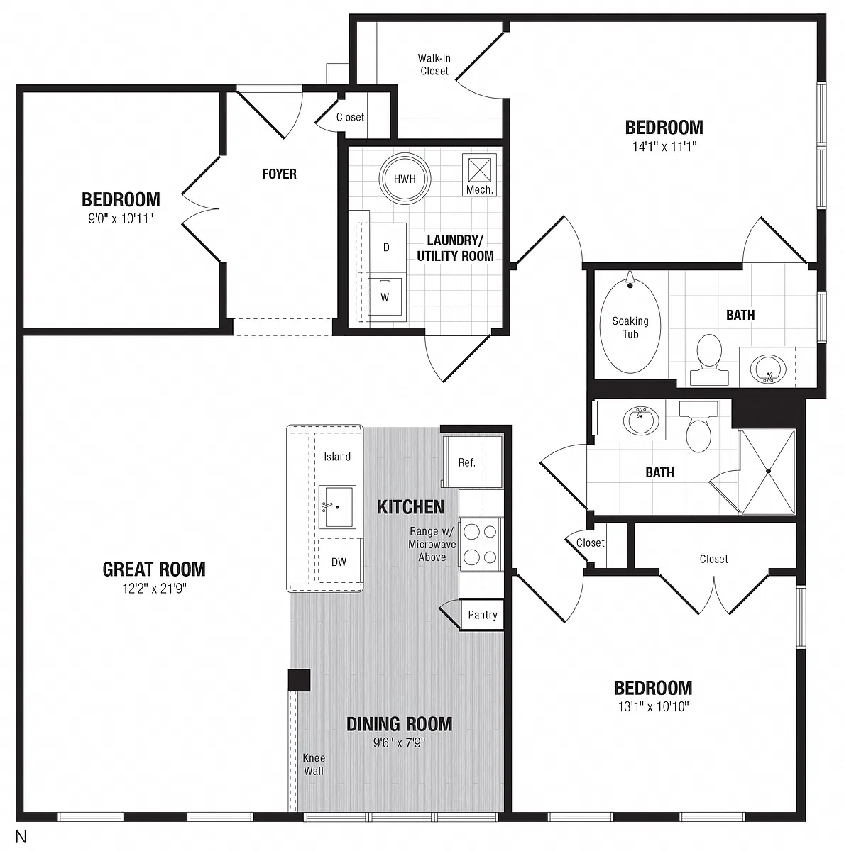 Floor plan 2 Bed/2 Bath Den-N