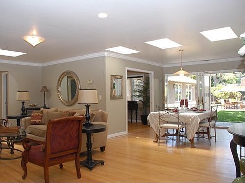 Open living and dining room