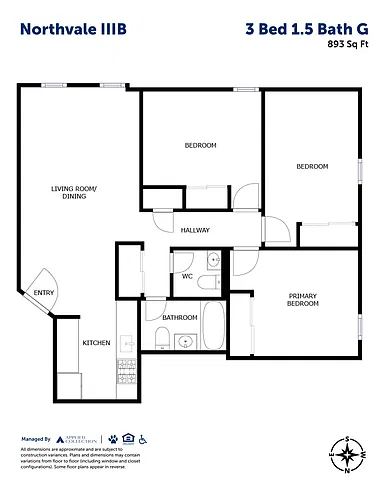 Floor plan 3 Bed 1.5 Bath G