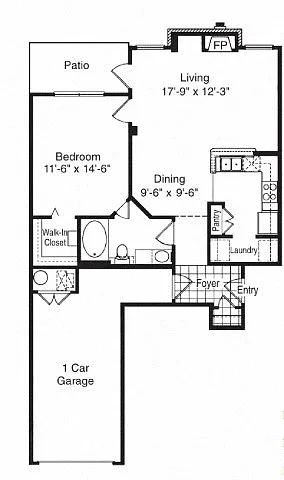 Floor plan A1 Renovated Attached Garage Included