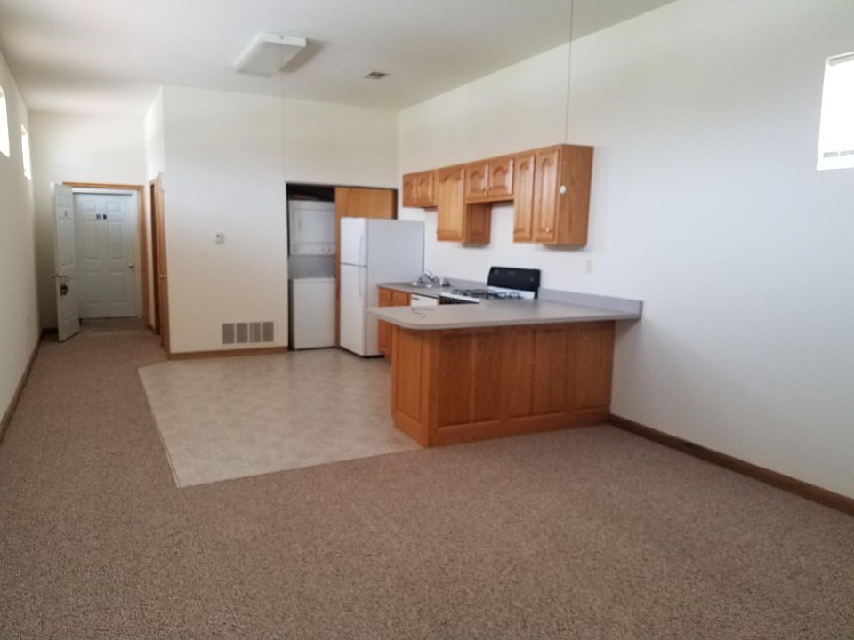 Living room & kitchen with washer/dryer