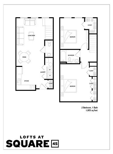 Floor plan 2 Bed 1.5 Bath