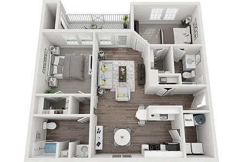 Floor plan The Savannah 2 Bedroom 2 Bath Renovated