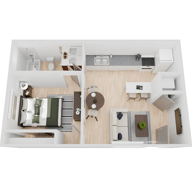 Floor plan 1 Bed 1 Bath 420