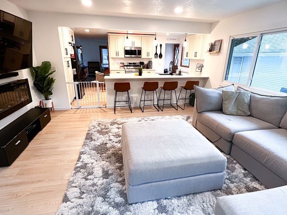 Living Room View of Open Kitchen Concept