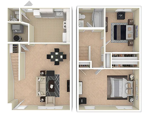 Floor plan 2 BEDROOM w/ATTIC