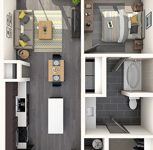 Studio | 1 Bath | 645 SF Studio | 1 Bath | 645 SF