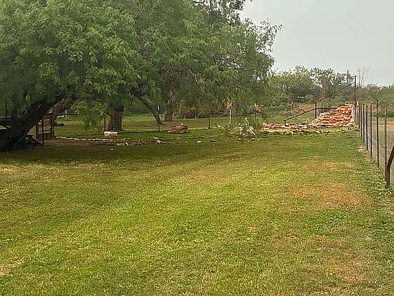 Back yard with water feature
