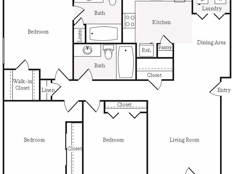 C1 Floorplan, Three Bedrooms, Two Baths C1 Floorplan, Three Bedrooms, Two Baths